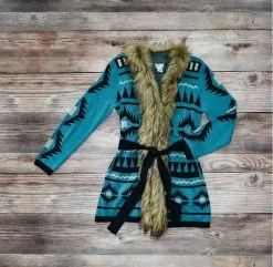 Tasha Polizzi Garibaldi Cardigan-Turquoise