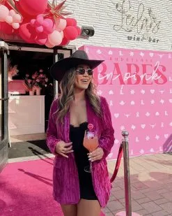 Buddy Love Heff Crushed Velvet Blazer Fuchsia