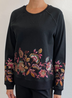 Johnny Was Brenda Sequin Ragland Sleeve Sweatshirt