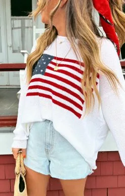 Show Me Your Mumu Woodsy Sweater American Flag Knit