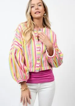 Ivy Jane Striped Elastic Waist Jacket