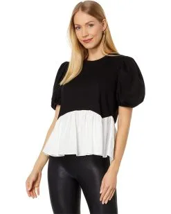 English Factory Maria Black Ruffle Top