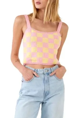 Honeysuckle Rose Boutique Emma Checkered Sweater Tank
