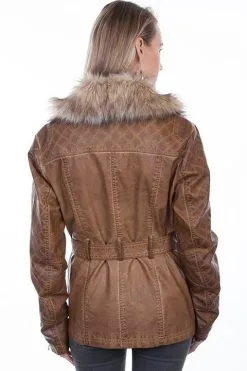 Scully Brown Jacket With Faux Fur Trim -Skirt Sales Store 8029 bk preview