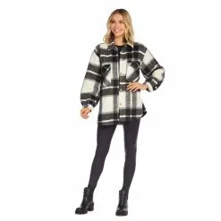 Mud Pie Highland Plaid Shacket-Black