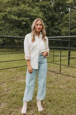 Buddy Love Brielle Vegan Leather Button Up Top-White