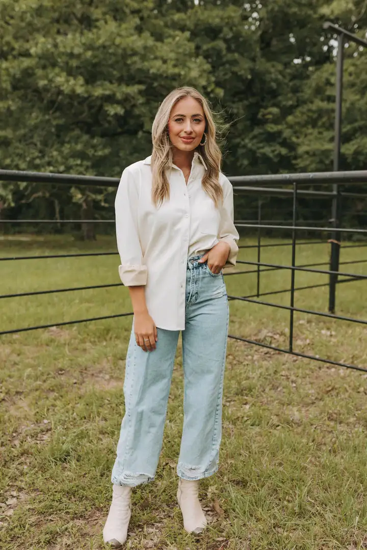 Buddy Love Brielle Vegan Leather Button Up Top-White 3 Buddy Love Brielle Vegan Leather Button Up Top-White