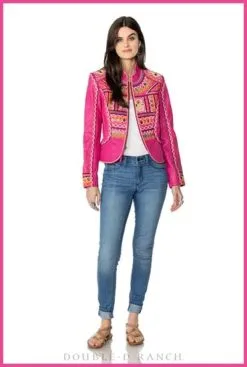 Double D Ranchwear Double D Festival Of Colors Jacket-Carousel Pink