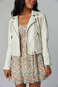 Buddy Love Rife Crystal Fringe Vegan Leather Jacket