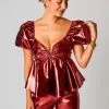 Buddy Love Houston Puff Sleeve Top-Bronze