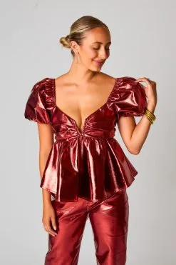 Buddy Love Houston Puff Sleeve Top-Bronze