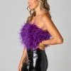 Buddy Love Fancy Strapless Feather Crop Top-Purple -Skirt Sales Store CG4997FancyPurpleSide
