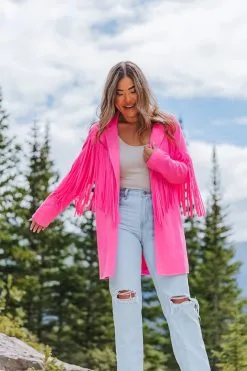 Buddy Love Dutton Fringe Jacket-Bubble Gum
