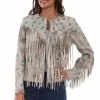 Scully Vintage Cream Fringe Jacket -Skirt Sales Store Fringe Beaded Jacket L1058 Vintage Cream