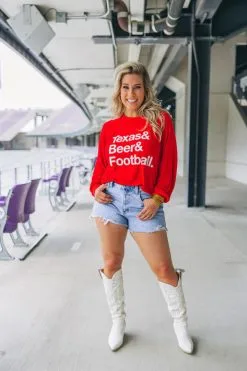 Buddy Love Texas Beer & Football-Red