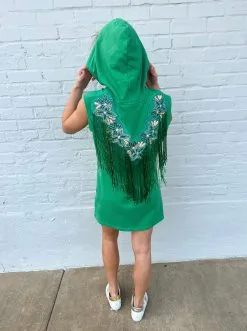 Queen Of Sparkles Green Fringe Hoodie Dress -Skirt Sales Store IMG 0547