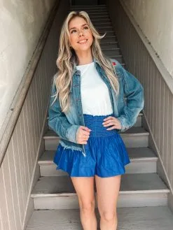 Queen Of Sparkles Royal Leather Swing Shorts -Skirt Sales Store IMG 16132