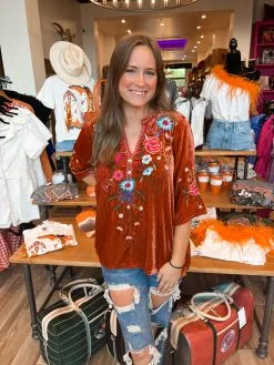 Johnny Was Ulla Velvet Easy V Neck Blouse -Skirt Sales Store IMG 2028