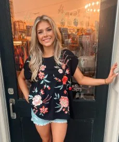 Johnny Was Joya Floral Embroidered Top