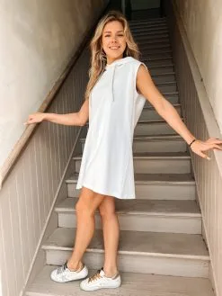 Queen Of Sparkles White Fringe Hoodie Dress