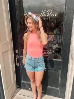 Honeysuckle Rose Boutique Holly Bodysuit - Coral