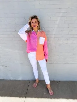 Mud Pie Roslyn Button Down - Pink