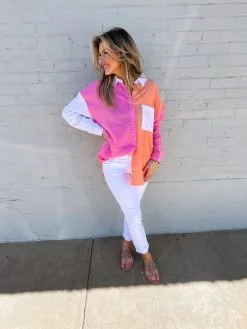 Mud Pie Roslyn Button Down - Pink -Skirt Sales Store IMG 5861