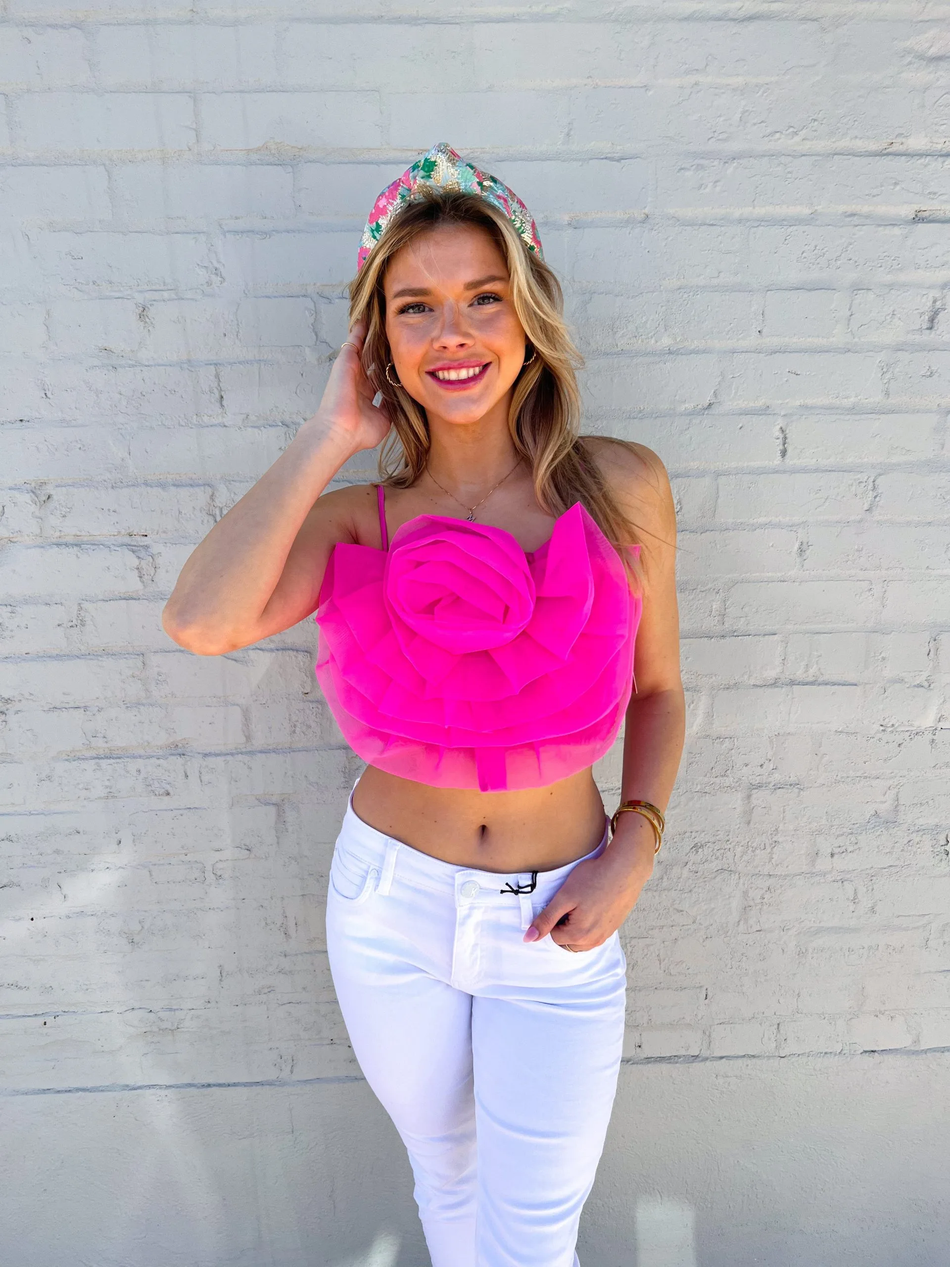 Buddy Love Petal Flower Applique Tank Top - Pink 3 Buddy Love Petal Flower Applique Tank Top - Pink