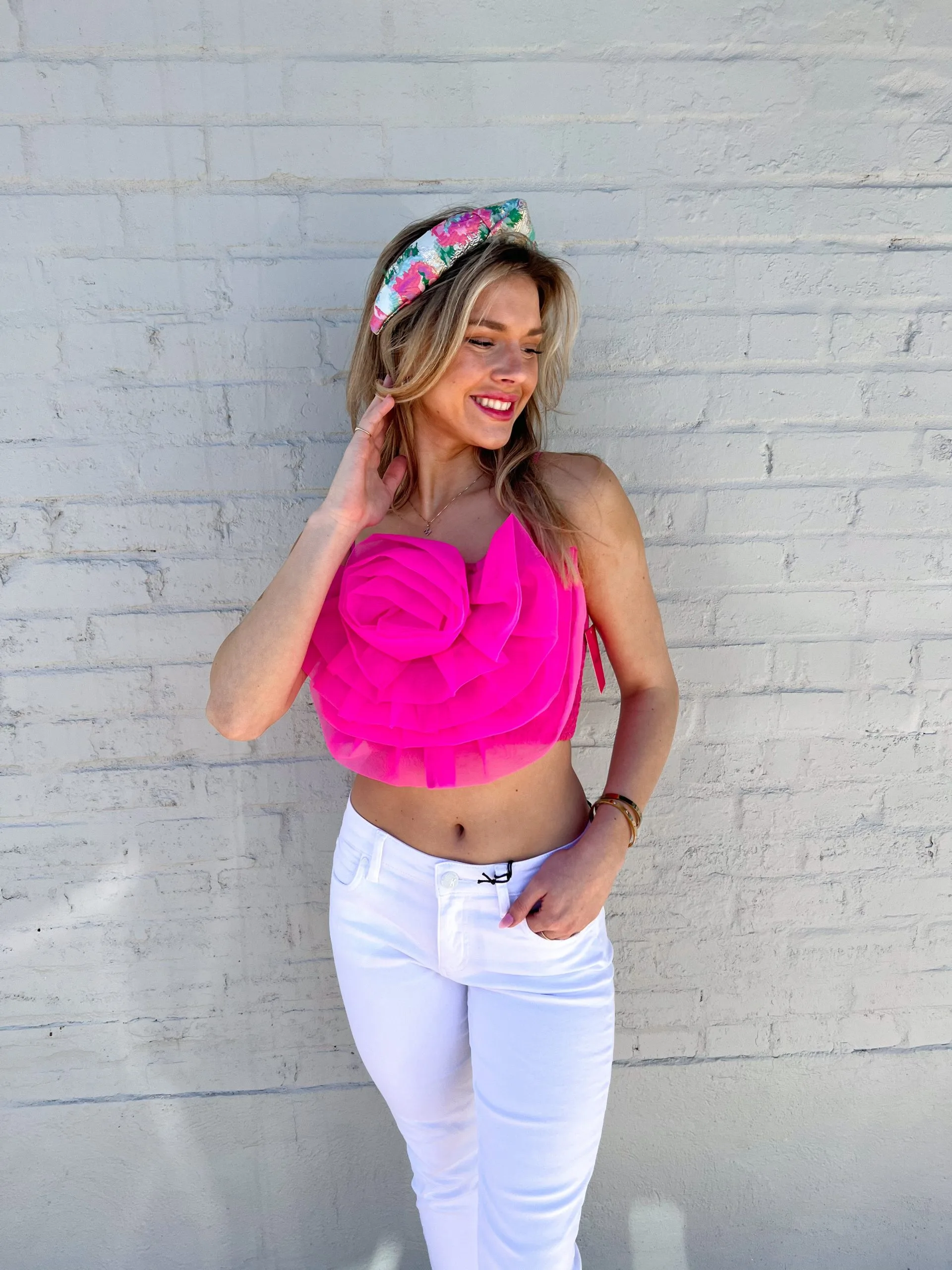 Buddy Love Petal Flower Applique Tank Top - Pink 5 Buddy Love Petal Flower Applique Tank Top - Pink - Image 3