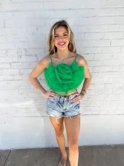 Buddy Love Petal Flower Applique Tank Top - Spruce -Skirt Sales Store IMG 5956