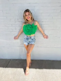 Buddy Love Petal Flower Applique Tank Top - Spruce -Skirt Sales Store IMG 5973