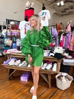 Honeysuckle Rose Boutique Ready To Ruffle Button Up Tunic Dress