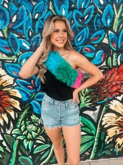 Queen Of Sparkles Queen Of The Party Tulle One Shoulder Top