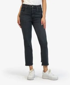 Kut From The Kloth Vintage Straight Leg High Rise Black Jean-Rosa