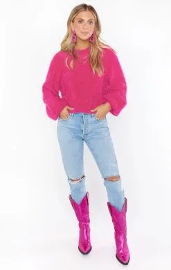 Show Me Your MUMU Vienna Sweater-Hot PInk