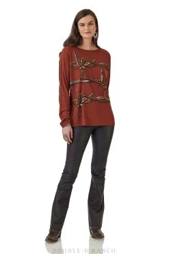 Double D Ranchwear Devil's Rope Top-Sorrel
