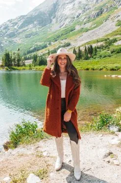 Buddy Love Zoey Oversized Teddy Faux Fur Coat-Cinnamon