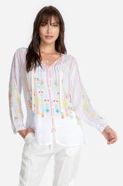 Johnny Was Stitch Blouse-White