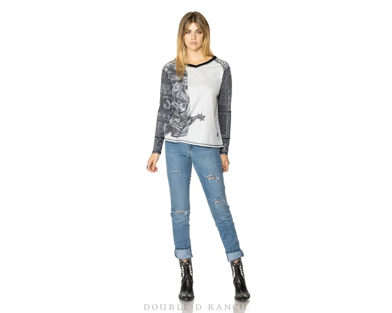 Double D Ranchwear Hide Tickler Tee-BLACK 3 Double D Ranchwear Hide Tickler Tee-BLACK