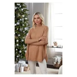 Mud Pie Ellis Mock Turtleneck-Mocha One Size