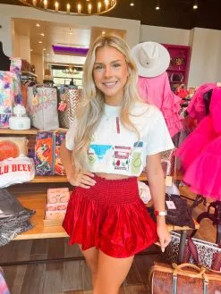 Queen Of Sparkles Red Metallic Swing Shorts -Skirt Sales Store image 26cc809c 3d6f 4a29 844c 135e938bcc49