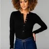 Buddy Love Ivy Button Front Bodysuit-Black