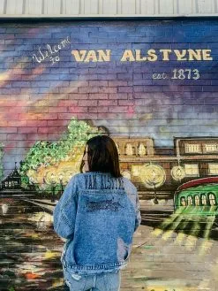 Honeysuckle Rose Boutique Van Alstyne Custom Skyline Boyfriend Denim Jacket