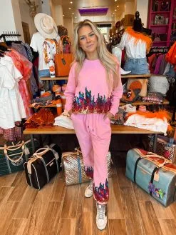 Queen Of Sparkles Pink Flame Jogger