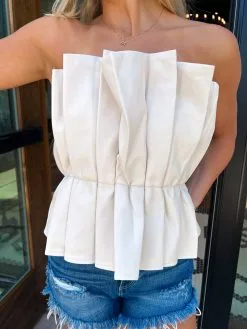 Buddy Love Giselle Pleated Strapless Top-White -Skirt Sales Store image 2e111a1e 5b60 47e9 a964 4ab0e9abee09