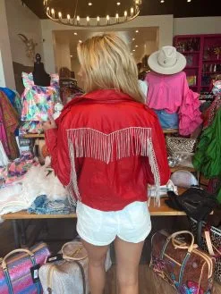 Buddy Love Rife Crystal Fringe Vegan Leather Jacket-Red -Skirt Sales Store image 35feea59 40df 4a3e aaf8 e7e0f3888053