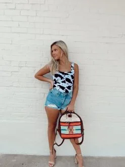 Honeysuckle Rose Boutique Cow Print Bodysuit