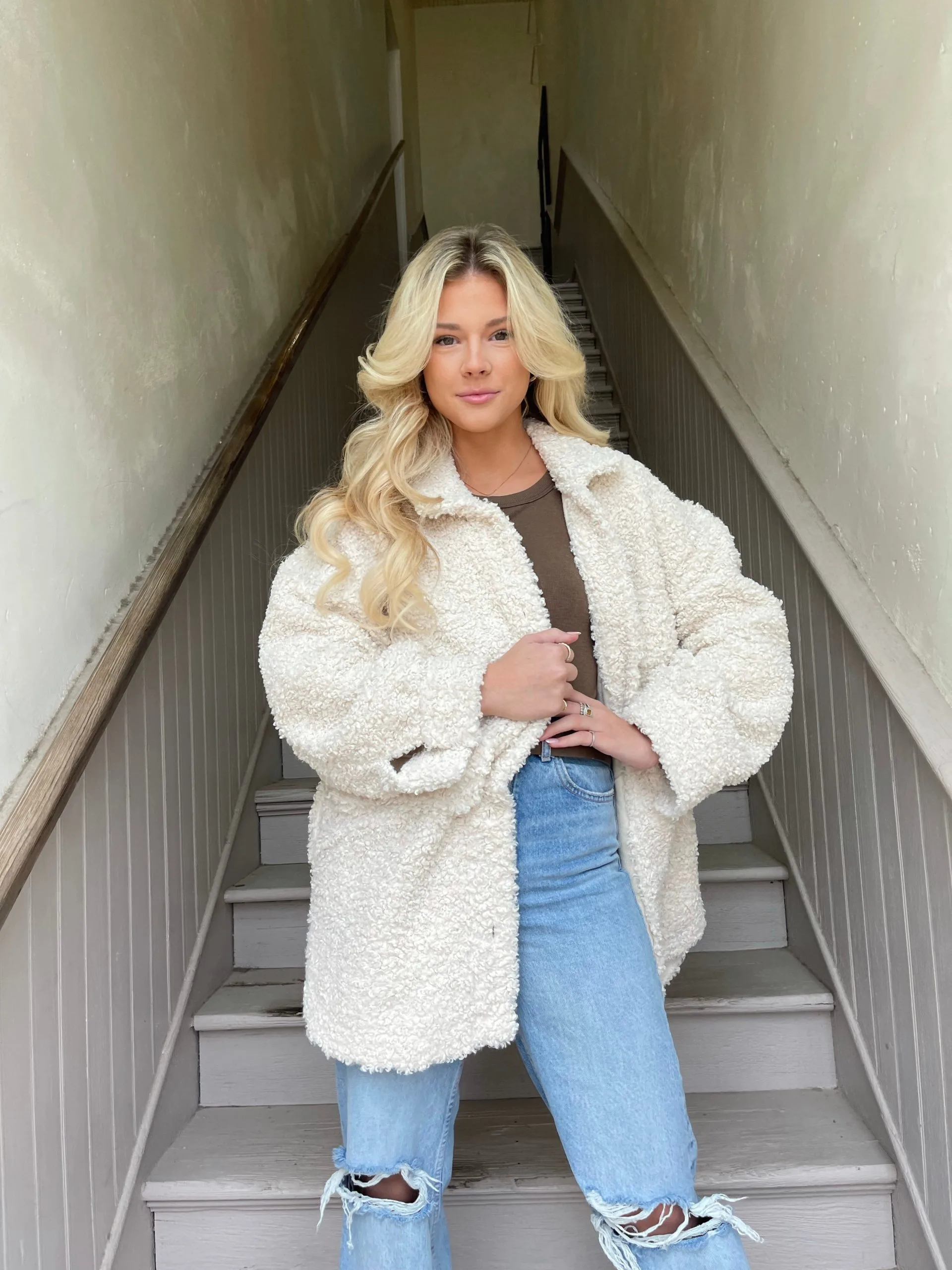 Honeysuckle Rose Boutique Lyla Sherpa Jacket - Cream 3 Honeysuckle Rose Boutique Lyla Sherpa Jacket - Cream