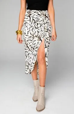 Buddy Love Marie Zip Front Midi Skirt - Tiger Sripes