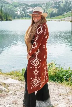 Buddy Love Emma Long Cardigan - Rust